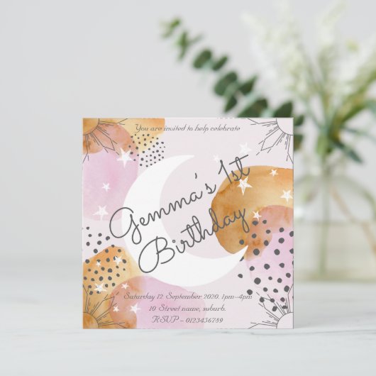 Invitation Lune Rose (Debout devant)