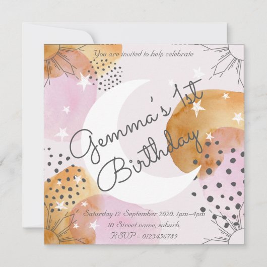 Invitation Lune Rose (Devant)