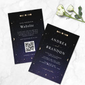 Invitation Lune Universe Céleste Or en un seul Mariage