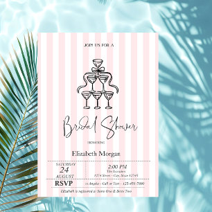 Invitation Lunettes à ruban noir rayures roses Baby Shower