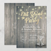 Invitation Lunettes de Champagne Bois Manger Boire et Mariage (Devant / Derrière)