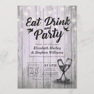 Invitation Lunettes de Champagne Bois Manger Boire et Mariage