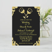 Invitation Lunettes de Champagne d'or Mariage noir et or Invi (Debout devant)