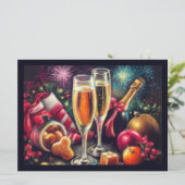 Invitation Lunettes de champagne et fête de vacances Bucket (Debout devant)