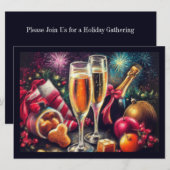 Invitation Lunettes de champagne et fête de vacances Bucket (Devant / Derrière)