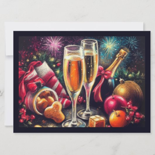 Invitation Lunettes de champagne et fête de vacances Bucket (Devant)