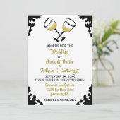 Invitation Lunettes de Champagne Mariage blanc et or (Debout devant)