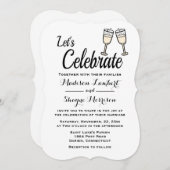 Invitation Lunettes de champagne Mariage noir et blanc (Devant / Derrière)