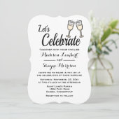 Invitation Lunettes de champagne Mariage noir et blanc (Debout devant)