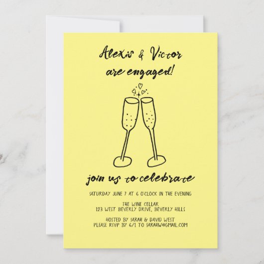 Invitation Lunettes de Champagne Soirée sur mesure (Devant)