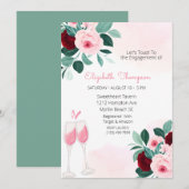 Invitation Lunettes de Champagne Toast Fête des mariées Flora (Devant / Derrière)