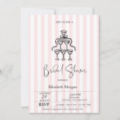 Invitation Lunettes de cou noir Fête des mariées à rayures ro (Devant)