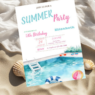 Invitation Lunettes de flotteur de piscine Fleurs Fête d'anni