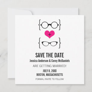 Invitation Lunettes de Geeky Rose Enregistrer la date Annonce