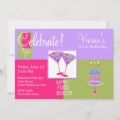 Invitation Lunettes de Martini colorées Fête d'anniversaire (Devant)