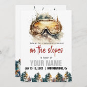 Invitation Lunettes de ski à l'aquarelle & Bachelorette de sk (Devant / Derrière)