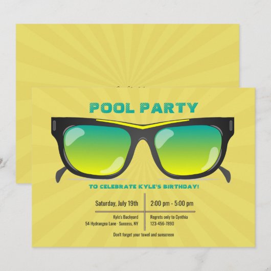 Invitation Lunettes de soleil (Devant / Derrière)