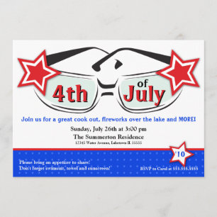 Invitation Lunettes de soleil Blancs et Bleus roug