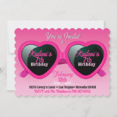 Invitation Lunettes de soleil Coeur rose chaud Anniversaire P (Devant)
