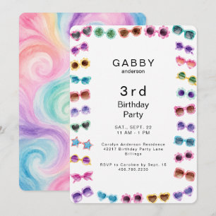 Invitation Lunettes de soleil colorées Fête d'anniversaire Je