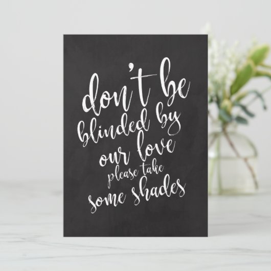 Invitation Lunettes de soleil de mariage bon marché pancarte (Debout devant)