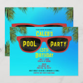 Invitation Lunettes de soleil d'été rouges et bleues pour fêt (Devant / Derrière)