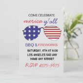 Invitation Lunettes de soleil Drapeau Américain Joyeux 4 juil (Debout devant)