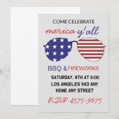 Invitation Lunettes de soleil Drapeau Américain Joyeux 4 juil (Devant / Derrière)