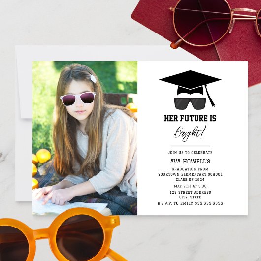 Invitation Lunettes de soleil Fille Photo Graduation