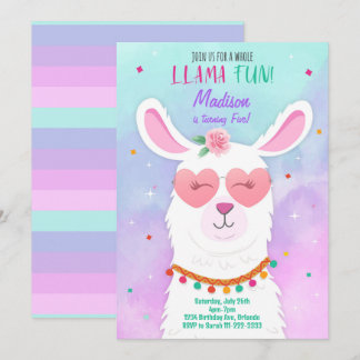 Invitation Lunettes de soleil Llama Anniversaire de enfant In