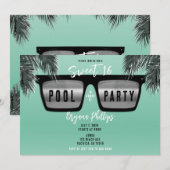 Invitation Lunettes de soleil noir et argent Turquoise Sweet (Devant / Derrière)