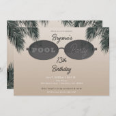 Invitation Lunettes de soleil ovale Summer Beach Pool Party (Devant / Derrière)