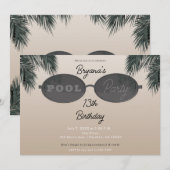 Invitation Lunettes de soleil ovales pour la fête au bord de  (Devant / Derrière)