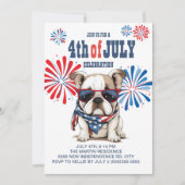 Invitation Lunettes de soleil Red White Blue Buldog 4 juillet (Devant)
