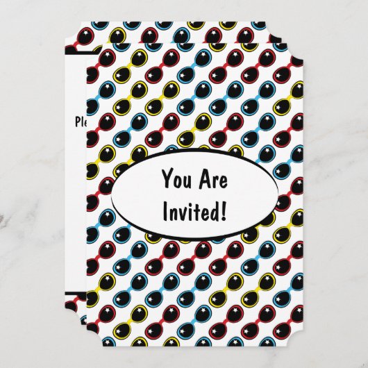 Invitation Lunettes de soleil rétro Primaire (Devant / Derrière)