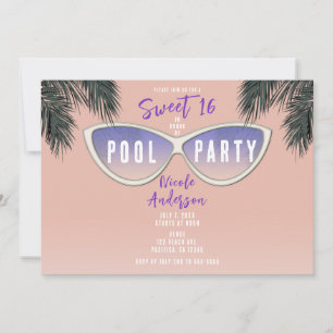 Invitation Lunettes de soleil Retro Shades Sweet 16 Fête au b