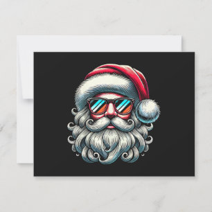 Invitation Lunettes de soleil rétro visage du Père Noël Noël