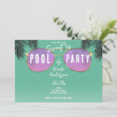 Invitation Lunettes de soleil rose et or Turquoise Sweet 16 P (Debout devant)