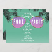 Invitation Lunettes de soleil rose et or Turquoise Sweet 16 P (Devant / Derrière)