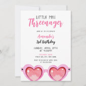 Invitation Lunettes de soleil rose fille Trois ans 3e anniver (Devant)