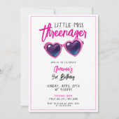 Invitation Lunettes de soleil rose mignonne Trois ans 3e anni (Devant)