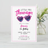 Invitation Lunettes de soleil rose mignonne Trois ans 3e anni (Debout devant)
