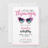Invitation Lunettes de soleil roses Joueuses Trois ans 3e ann (Devant)