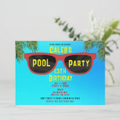 Invitation Lunettes de soleil Shades d'été bleu rouge Plage P (Debout devant)