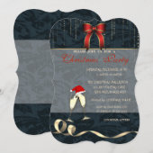 Invitation Lunettes élégantes, Chapeau de Père Noël, Bow, Fêt (Devant / Derrière)