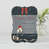 Invitation Lunettes élégantes, Chapeau de Père Noël, Bow, Fêt (Debout devant)