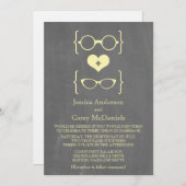 Invitation Lunettes Geeky Jaune Chalkboard Mariage Inviter (Devant / Derrière)