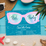 Invitation Lunettes holographiques de la fête de piscine mode<br><div class="desc">Lunettes holographiques de piscine moderne Sweet 16 avec des lunettes de soleil roses et holographiques mignonnes et chic sur un arrière - plan d'eau,  la couleur peut être changée. Une invitation à la fête d'été amusante et cool</div>