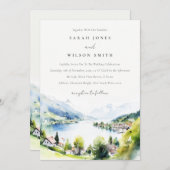 Invitation Lungern Switzerland Watercolor Landscape Wedding (Devant / Derrière)