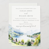 Invitation Lungern Switzerland Watercolor scape Engagement (Devant / Derrière)